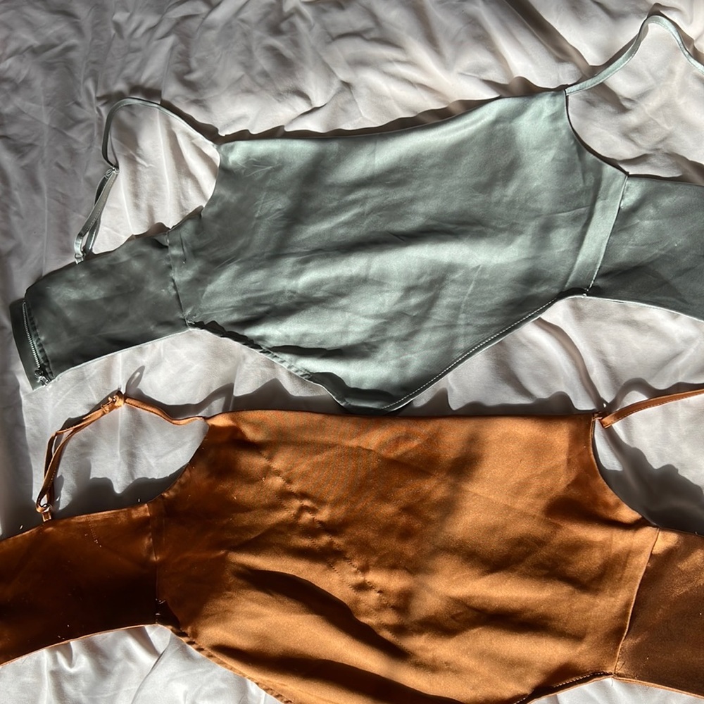 Silk Green & Copper Crop Top